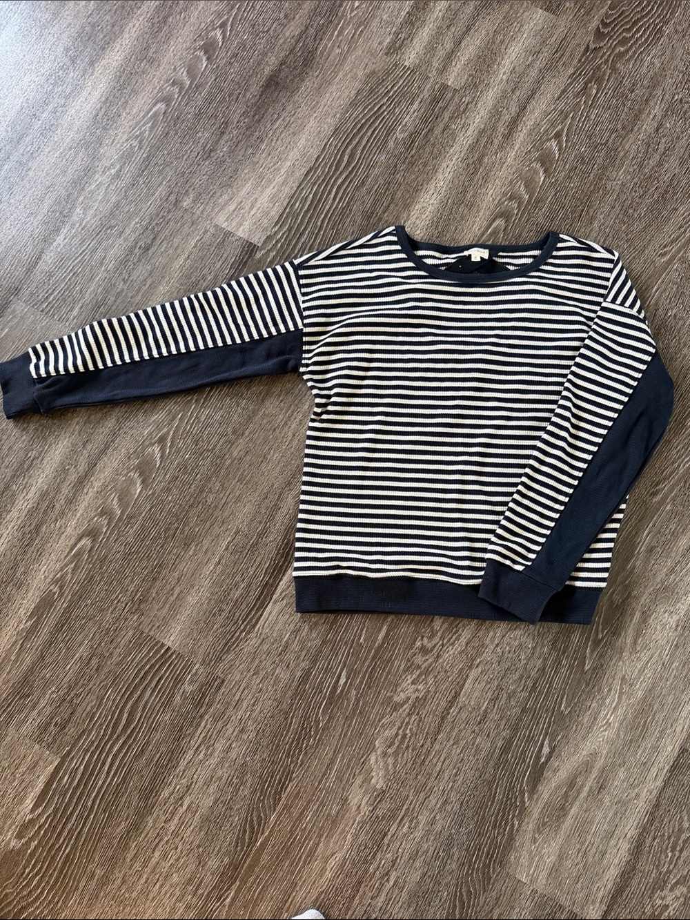 Hem & Thread Navy and White Striped Long-Sleeve Sweatshirt